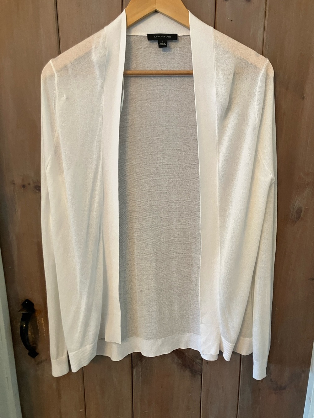 Ann Taylor White Open-Front Sheer Cardigan